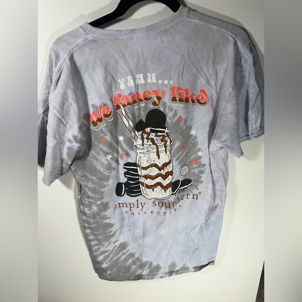 Simply Southern Gray Spiral Milkshake Tie-Dye T-Shirt L large‎